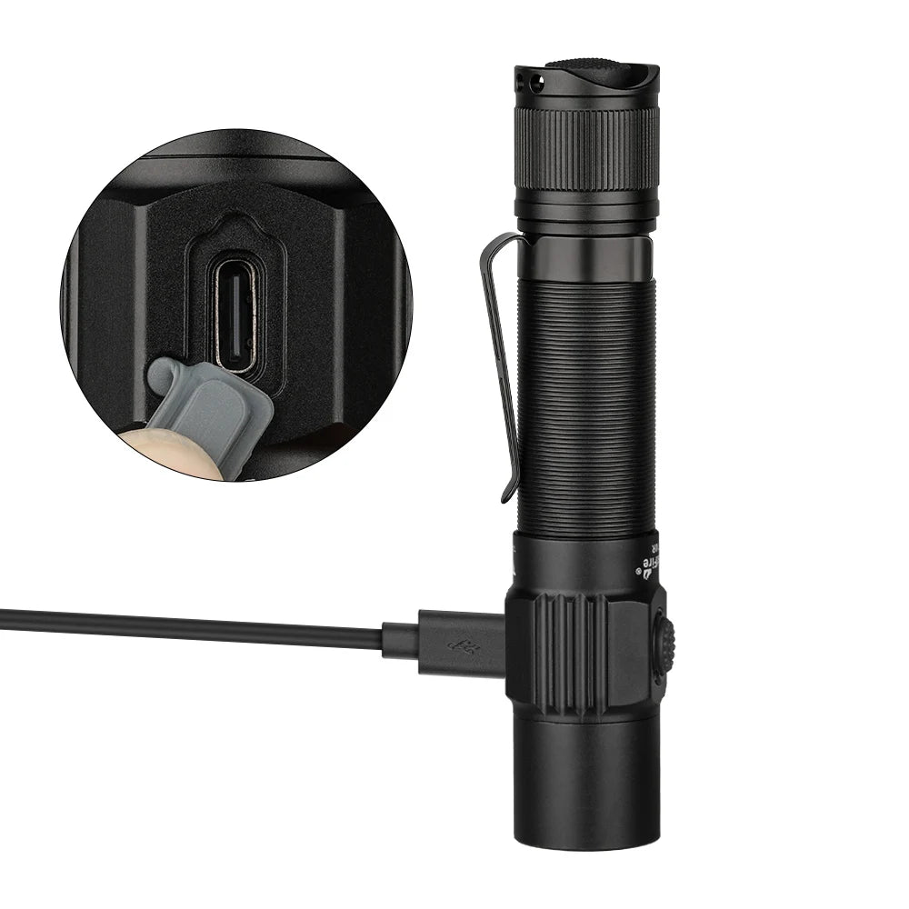 Rechargeable LED 1800 Lumen Flashlight, Type C USB