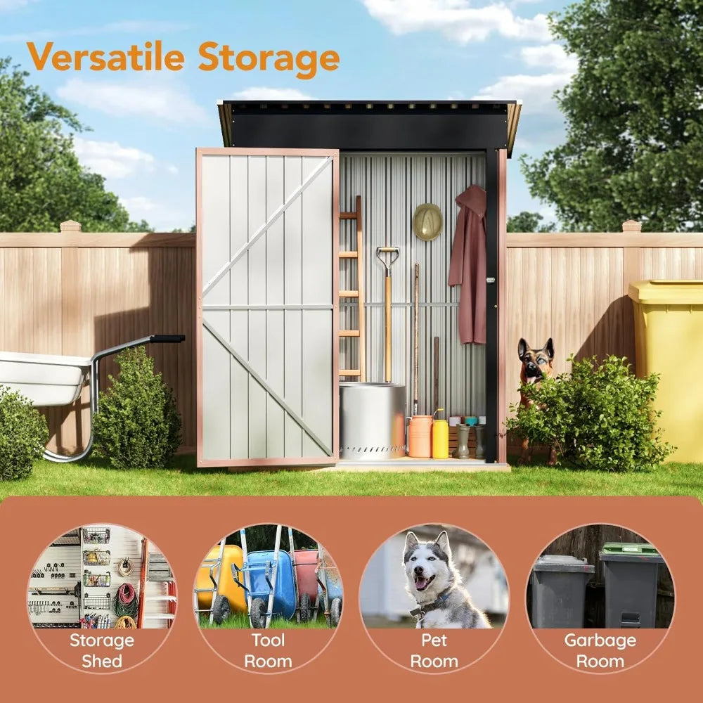 Garden Storage Shed with Lockable Door,Steel Tool Shed with Sloping Roof,Anti-Corrosion Metal Shed for Backyard Patio Lawn