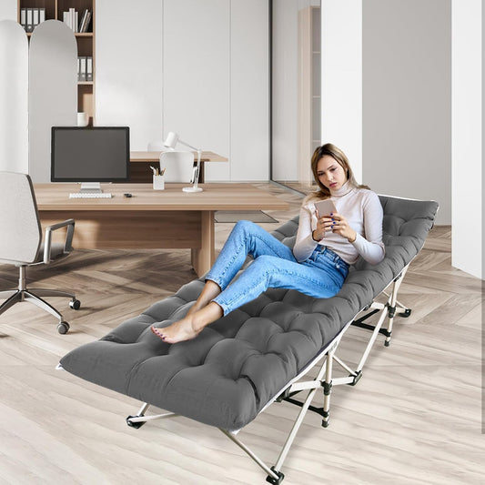 Heavy Duty Fold-able Bed/Cot Lounge Chair with Foam Mattress