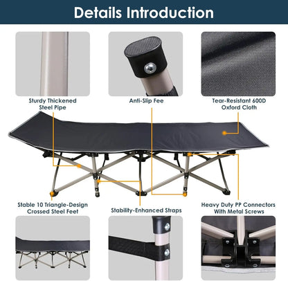 Heavy Duty Fold-able Bed/Cot Lounge Chair with Foam Mattress