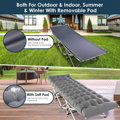 Heavy Duty Fold-able Bed/Cot Lounge Chair with Foam Mattress