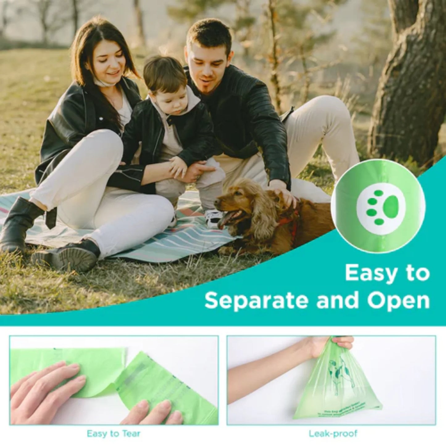Extra Strong Leak Proof Dog Waste Bags with Dispenser