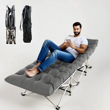 Heavy Duty Fold-able Bed/Cot Lounge Chair with Foam Mattress