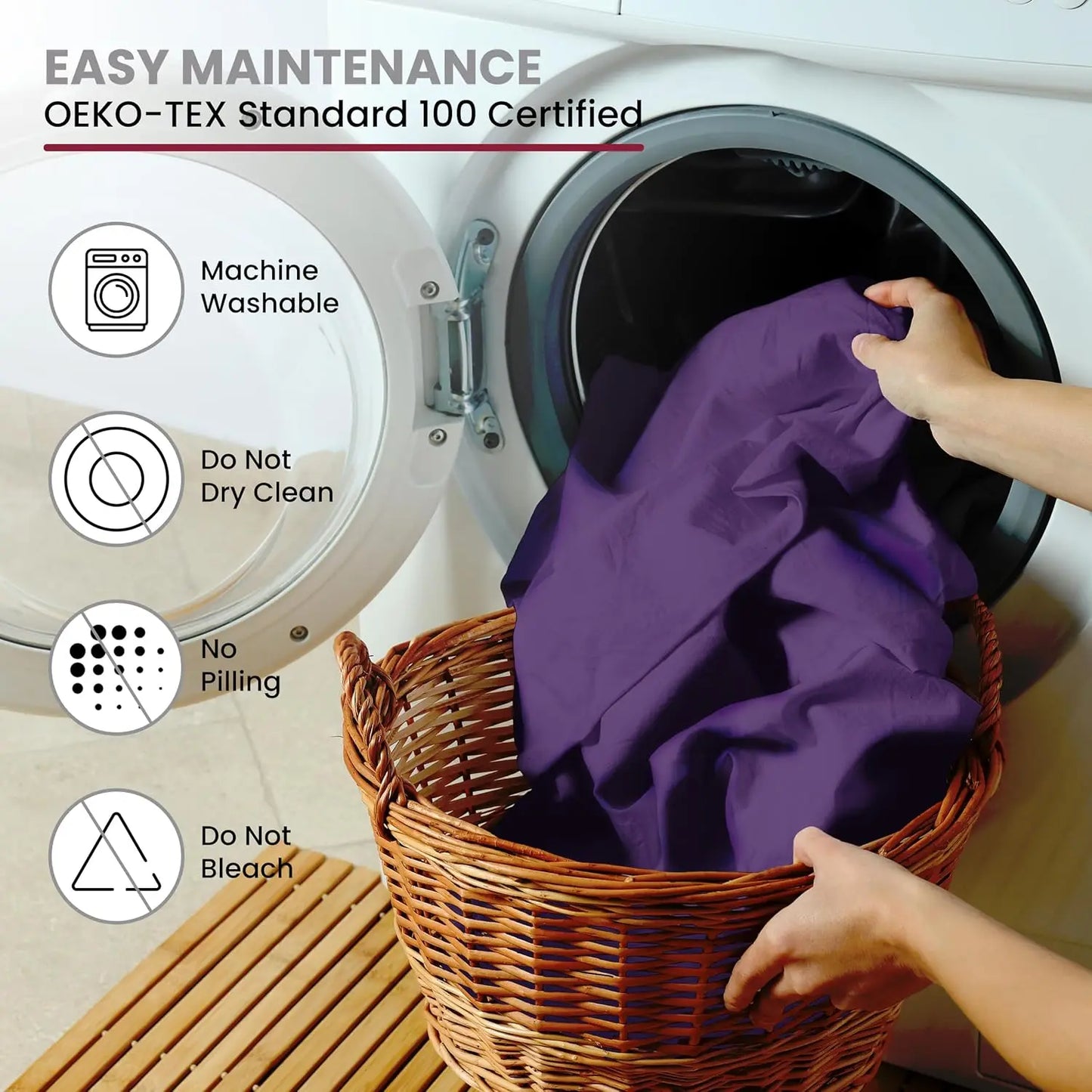 Organic 35% Viscose derived from Bamboo Rayon Blend with 65% Polyester Breathable Bedding Set