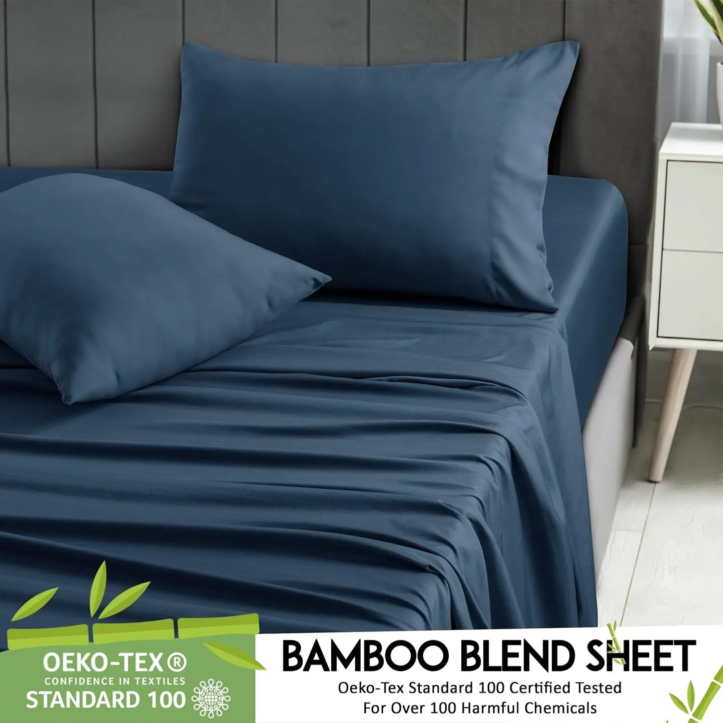 Organic 35% Viscose derived from Bamboo Rayon Blend with 65% Polyester Breathable Bedding Set