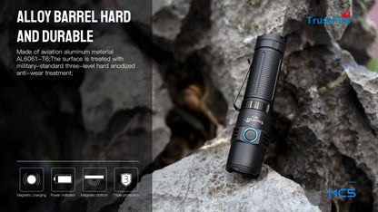 3300 Lumen Flashlight with Magnetic USB Charging and Power Indicator