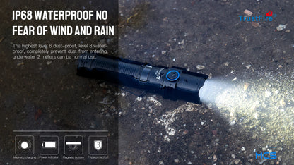 3300 Lumen Flashlight with Magnetic USB Charging and Power Indicator