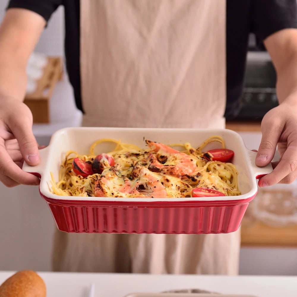 4-Piece Ceramic Baking Dish Plate Set