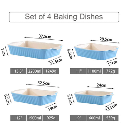 4-Piece Ceramic Baking Dish Plate Set