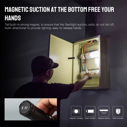 3300 Lumen Flashlight with Magnetic USB Charging and Power Indicator