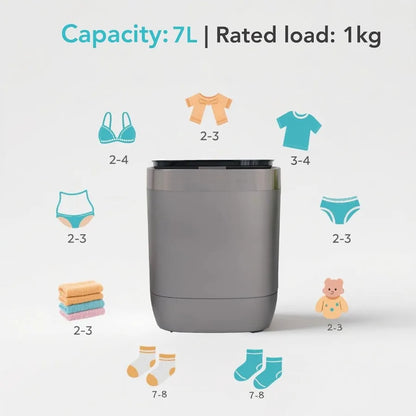 7L Portable, Automatic Mini Washing Machine with Wash and Spin Cycle Mode