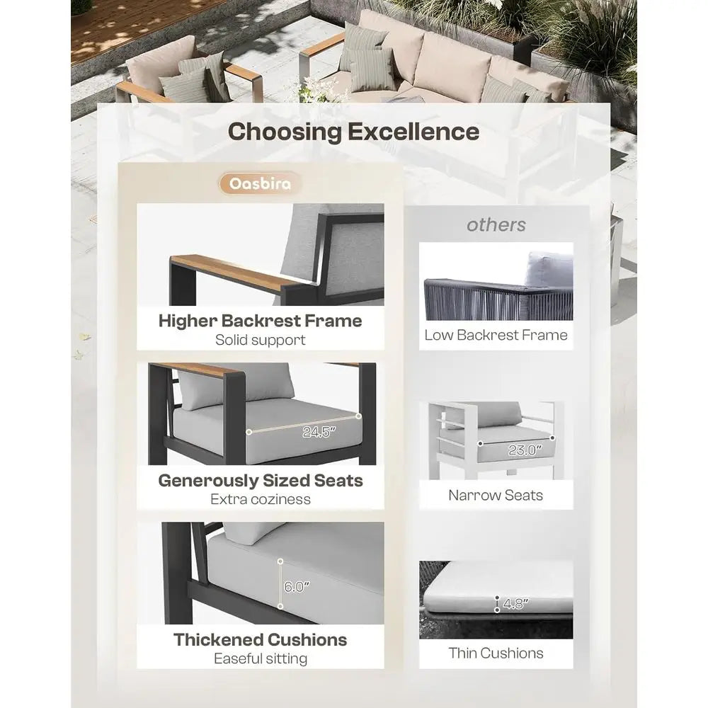 Gray 4-Piece Outdoor Furniture Set with Cushions, Ideal for Patio, and Poolside