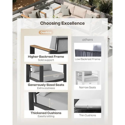 Gray 4-Piece Outdoor Furniture Set with Cushions, Ideal for Patio, and Poolside