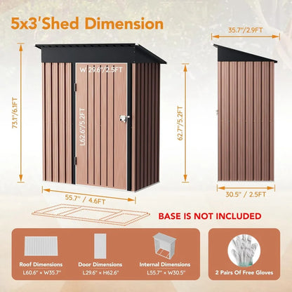 Garden Storage Shed with Lockable Door,Steel Tool Shed with Sloping Roof,Anti-Corrosion Metal Shed for Backyard Patio Lawn