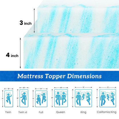 2-4 Inch Soft Thick Gel Cooling Mattress Topper with Breathable Memory Foam Technology