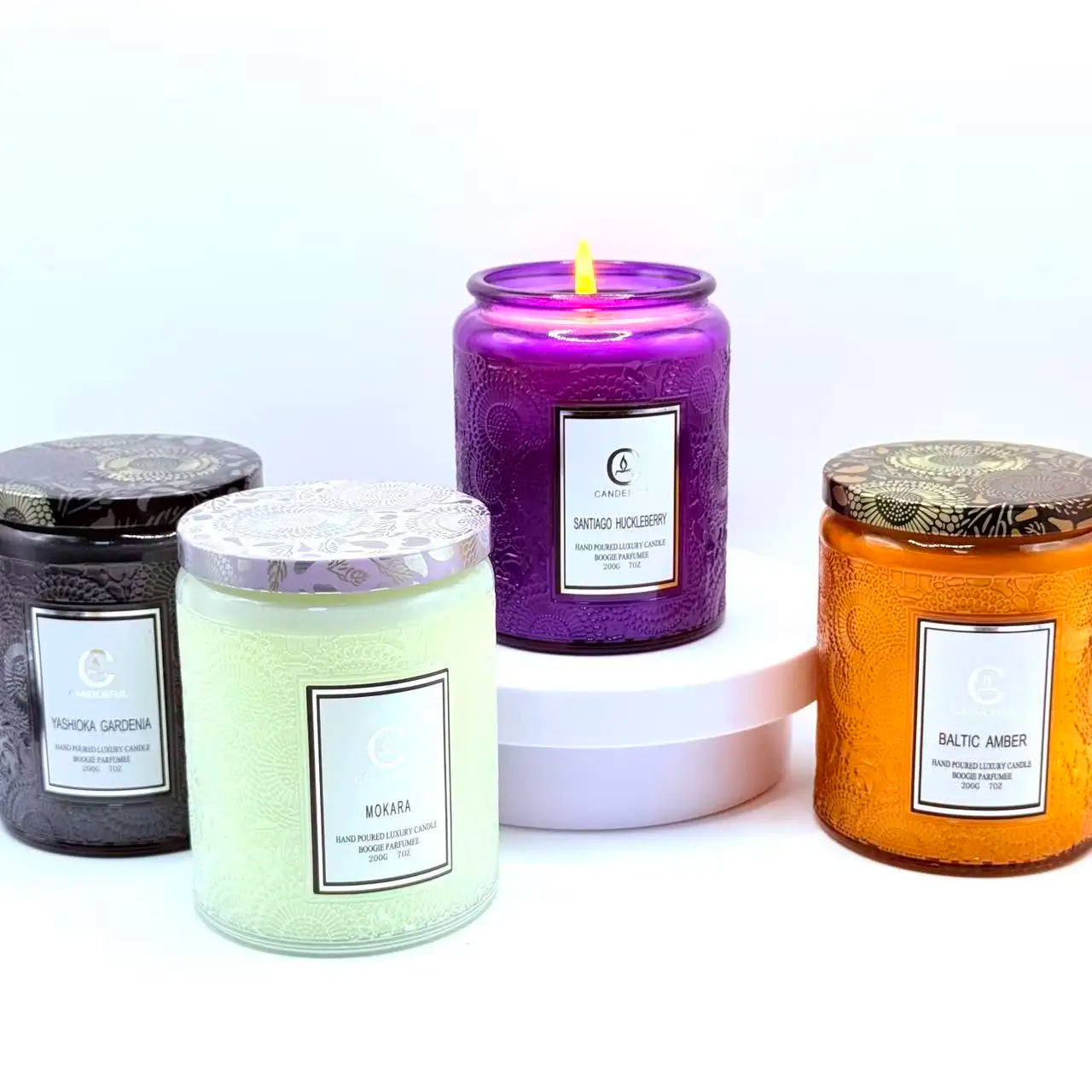 Scented Soy Wax Aromatherapy Candles, Embossed Glass