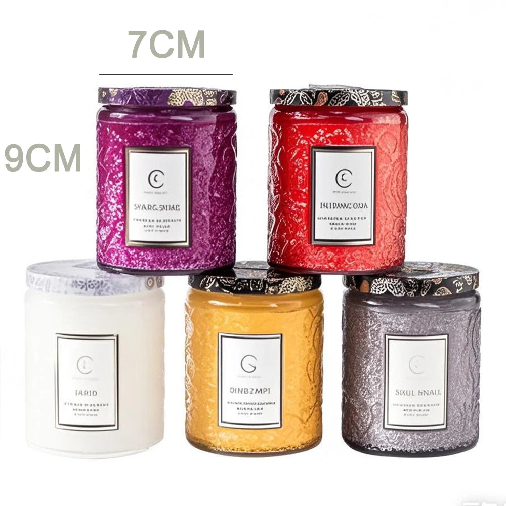 Scented Soy Wax Aromatherapy Candles, Embossed Glass