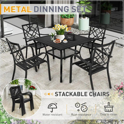 Wrought Iron Patio Table & Chair Furniture Set