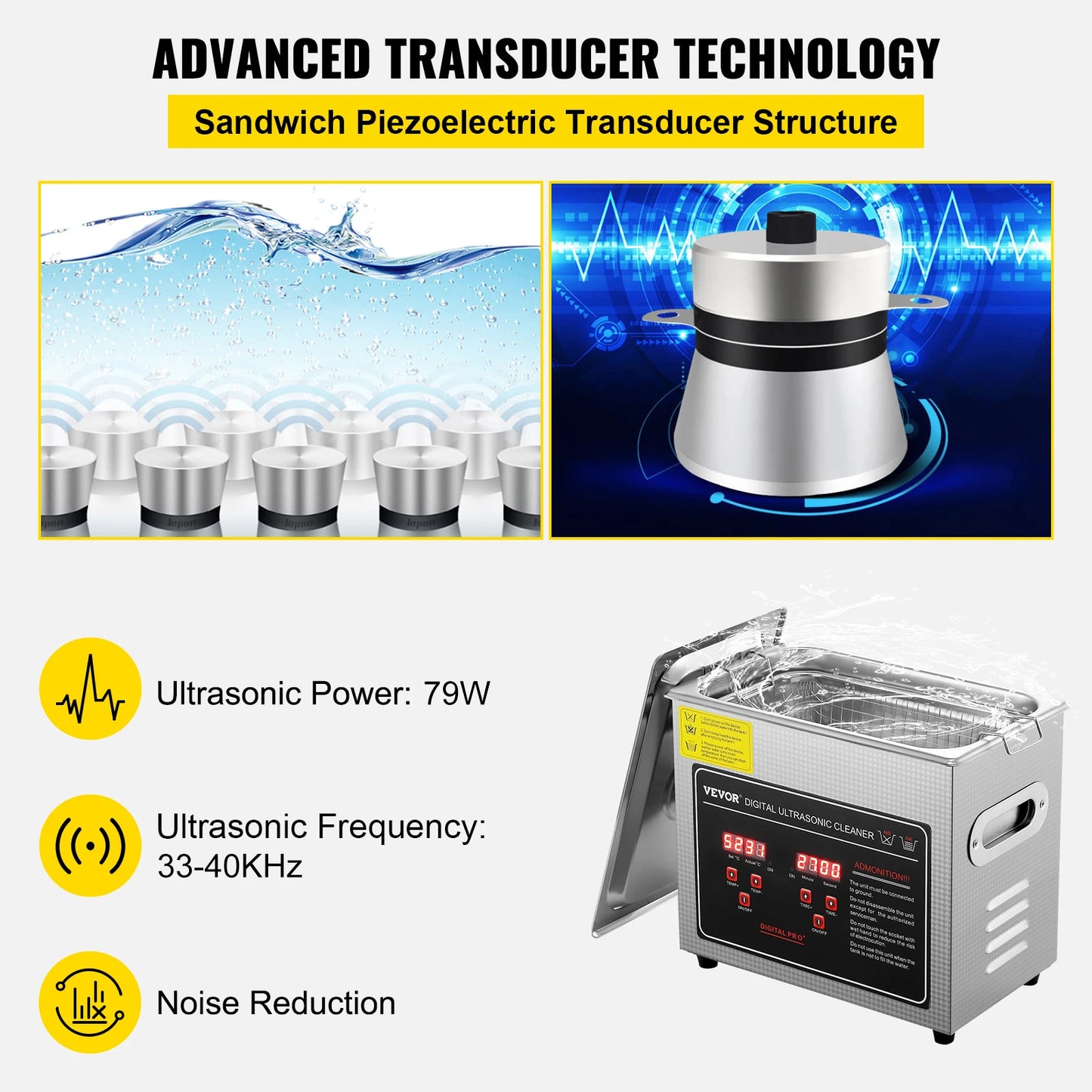 Stainless Steel Ultrasonic Portable Cleaning Machine  2L 3L 6L 10L 22L 30L