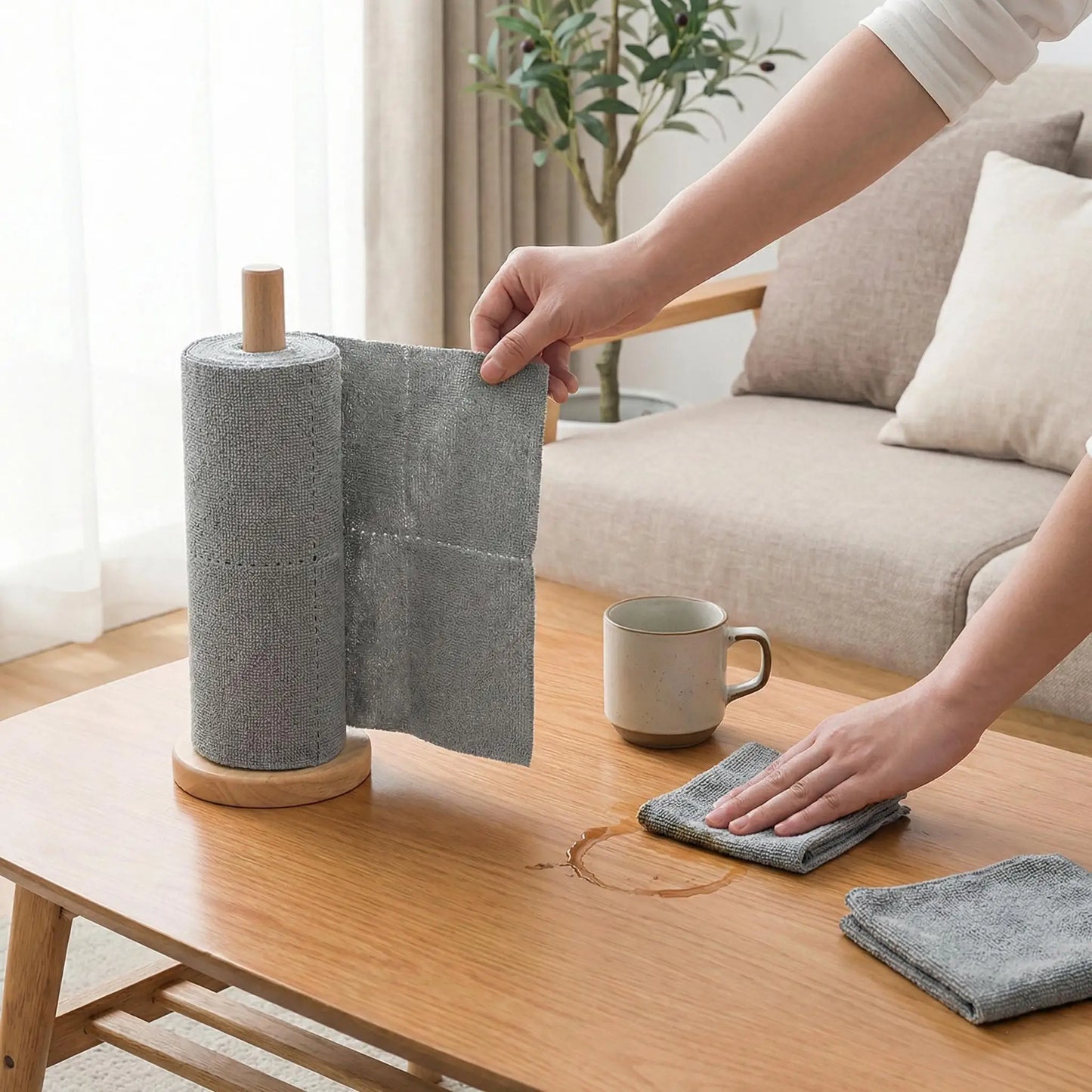 Reusable Tear-Away Cleaning Cloth Roll, High Water Absorption, for Multiple Use