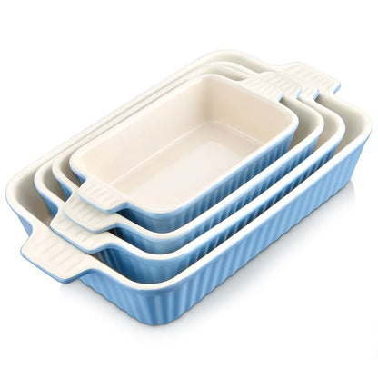 4-Piece Ceramic Baking Dish Plate Set