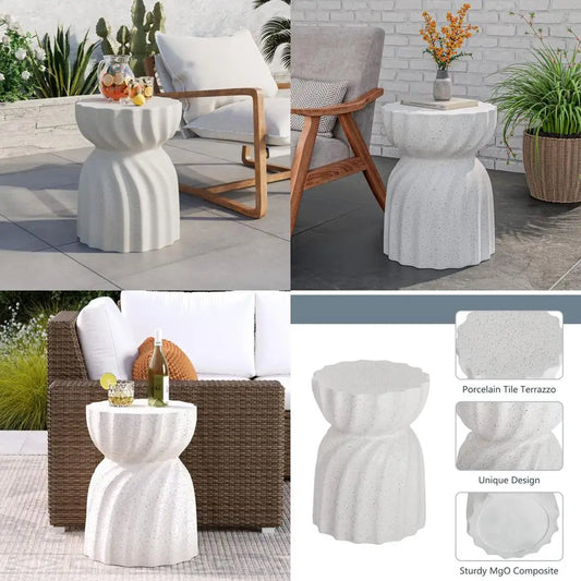 Graphite White Lightweight Outdoor Patio Side Table