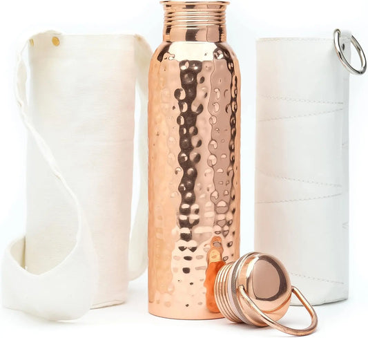 34 oz Ayurvedic Copper Water Bottle & Sleeve