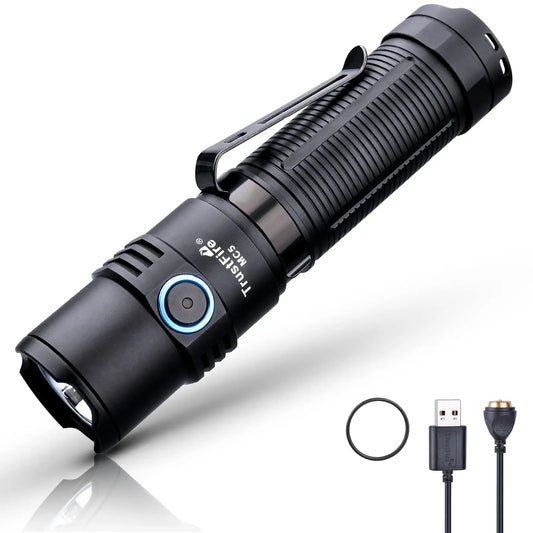3300 Lumen Flashlight with Magnetic USB Charging and Power Indicator