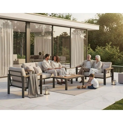 Gray 4-Piece Outdoor Furniture Set with Cushions, Ideal for Patio, and Poolside