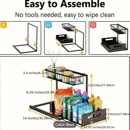 Metal Sliding Pull-Out Rack for under the Sink in Kitchen or Bathroom