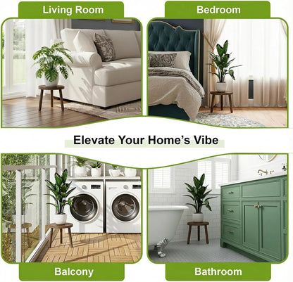 5 Wooden Plant Stands, Various Sizes from 3.9-11.8 Inches
