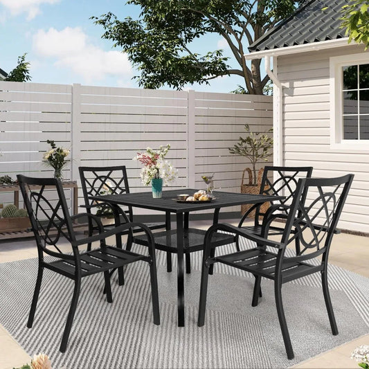 Wrought Iron Patio Table & Chair Furniture Set