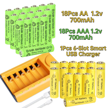 6 to 30 AA & AAA Rechargeable Battery Set with Charger & Cable