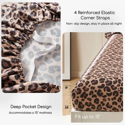 4-Piece Silky Satin Bed Sheets with Elastic Corner Straps, Queen Size