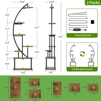 Half-Moon Design 7-Tier Indoor Plant Stand with Grow Lights
