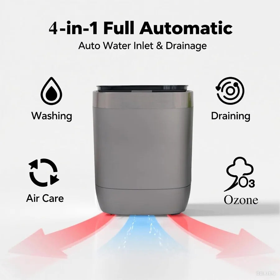 7L Portable, Automatic Mini Washing Machine with Wash and Spin Cycle Mode