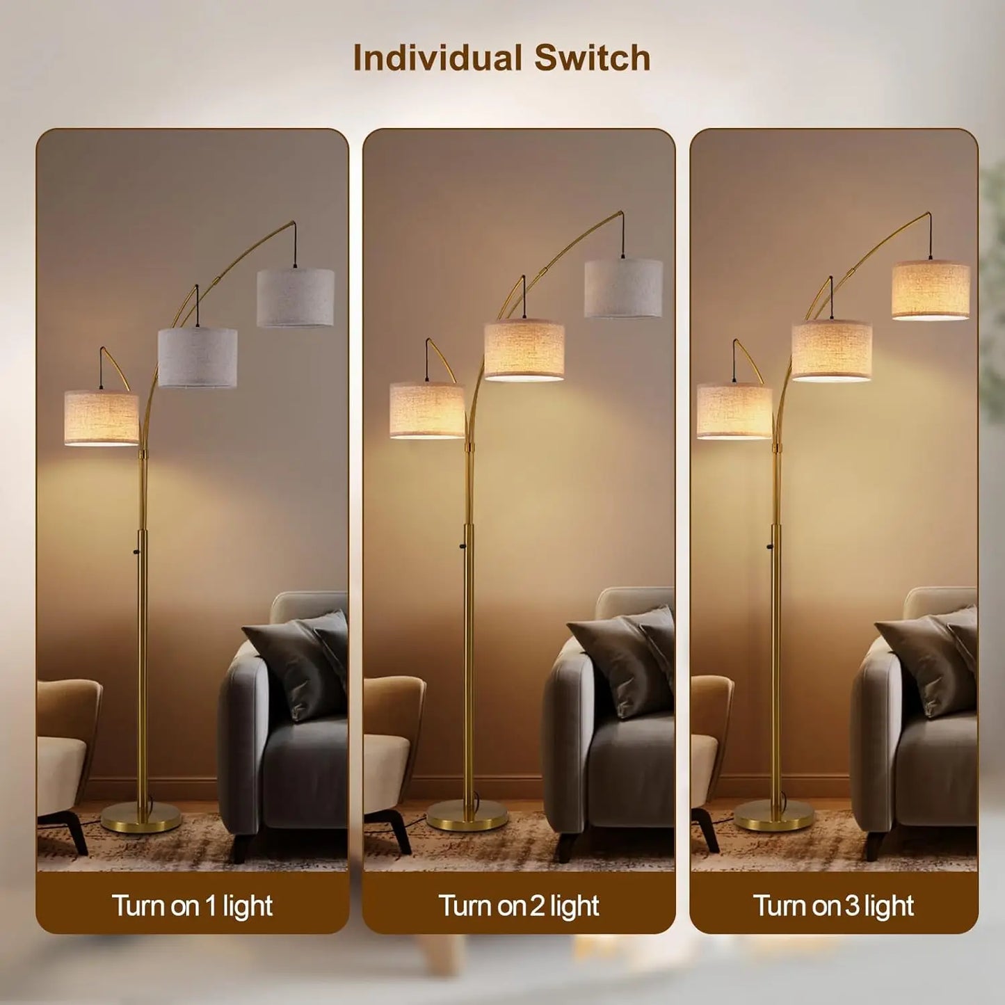 Super Bright Arc Floor Lamp Remote Control Stepless Dimmable 80 Inch Mid Century Tree Floor Lamp For Living Room Bedroom Office
