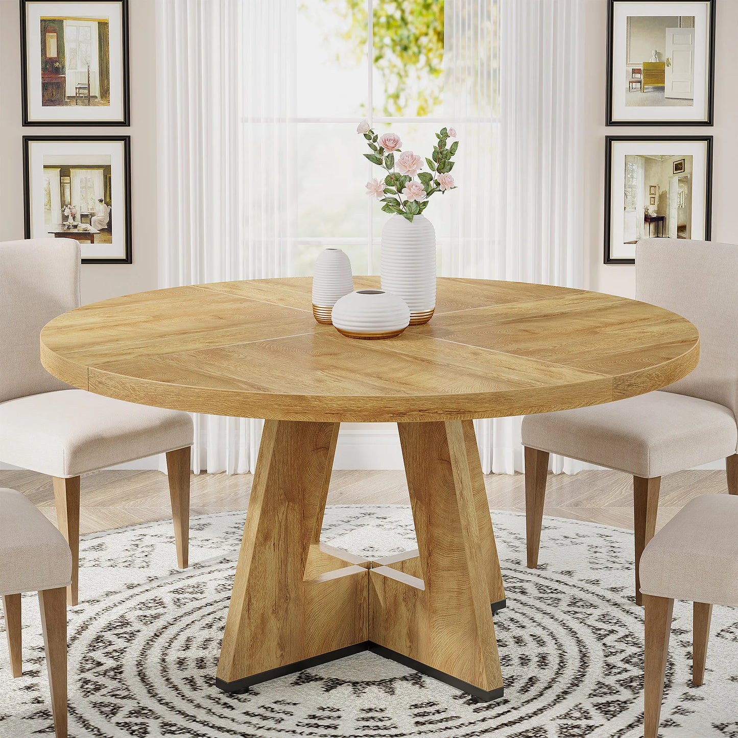 47 Inch Farmhouse Round Dining Table