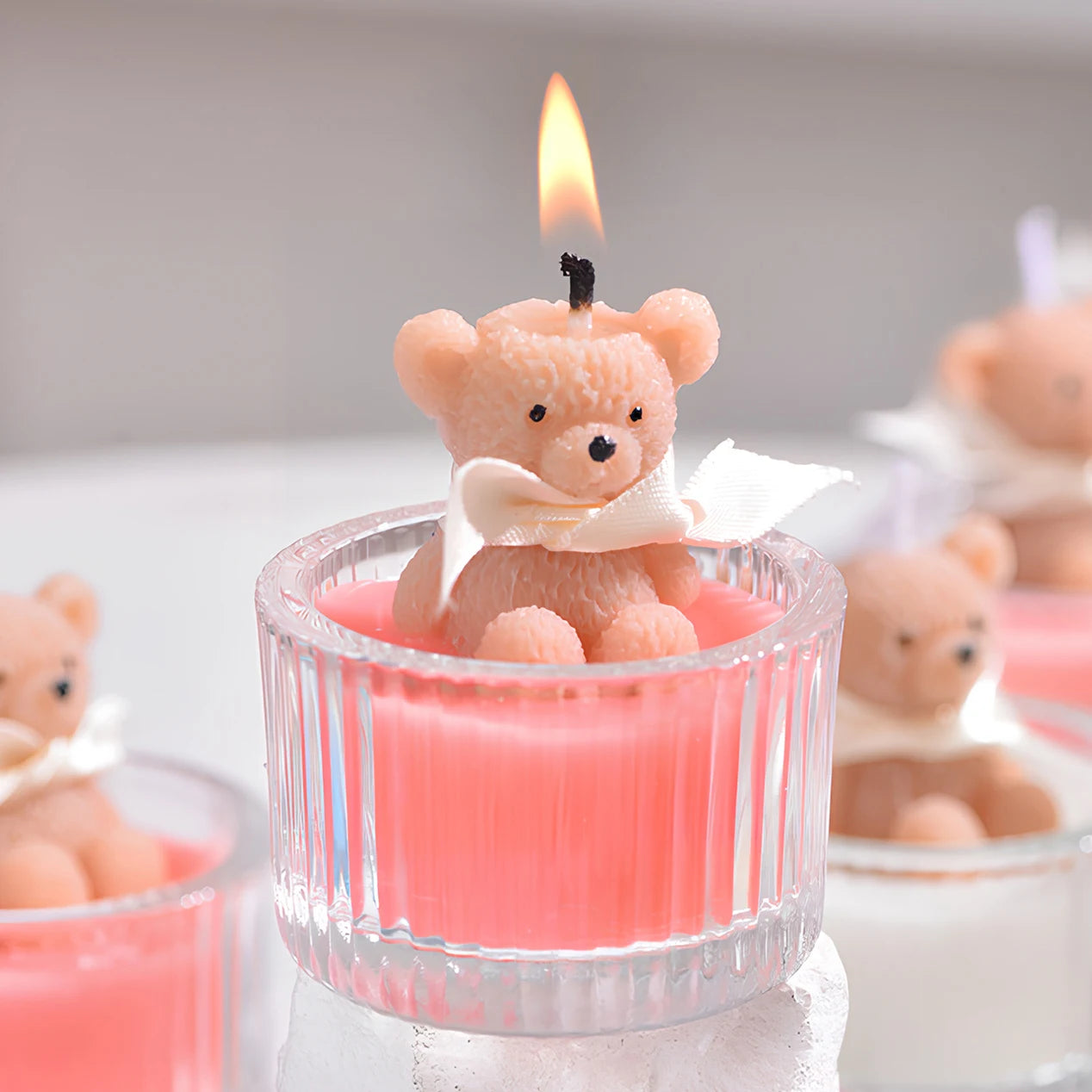 Scented, Soy Wax Teddy Bear Candle in Glass