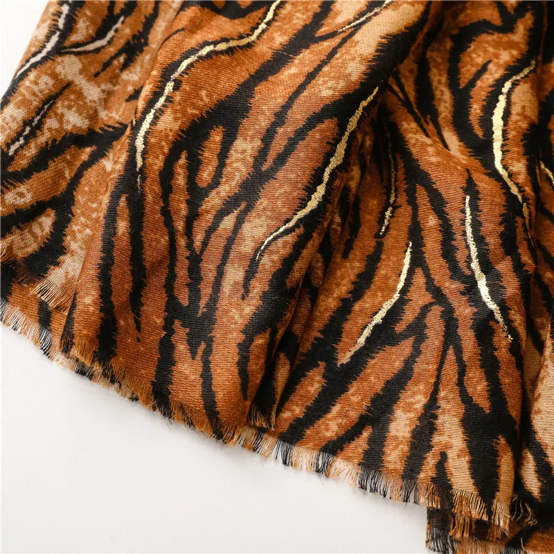 Soft Viscose Scarf with Zebra-Stripe Print