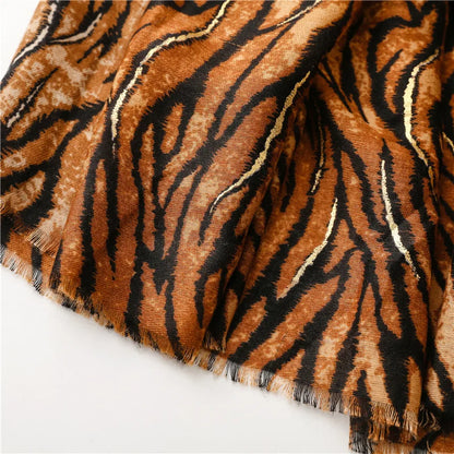 Soft Viscose Scarf with Zebra-Stripe Print