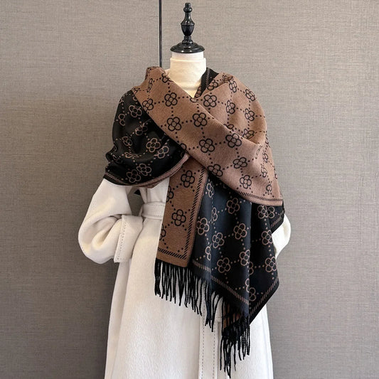 Double-sided Winter Shawl with a Stylish Unique Pattern