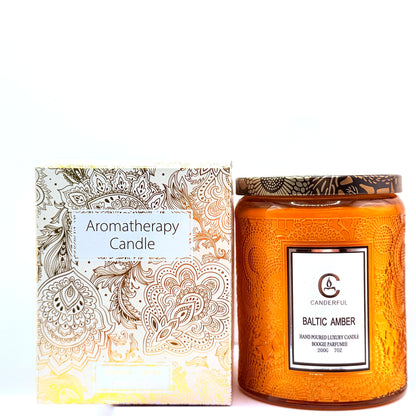 Scented Soy Wax Aromatherapy Candles, Embossed Glass