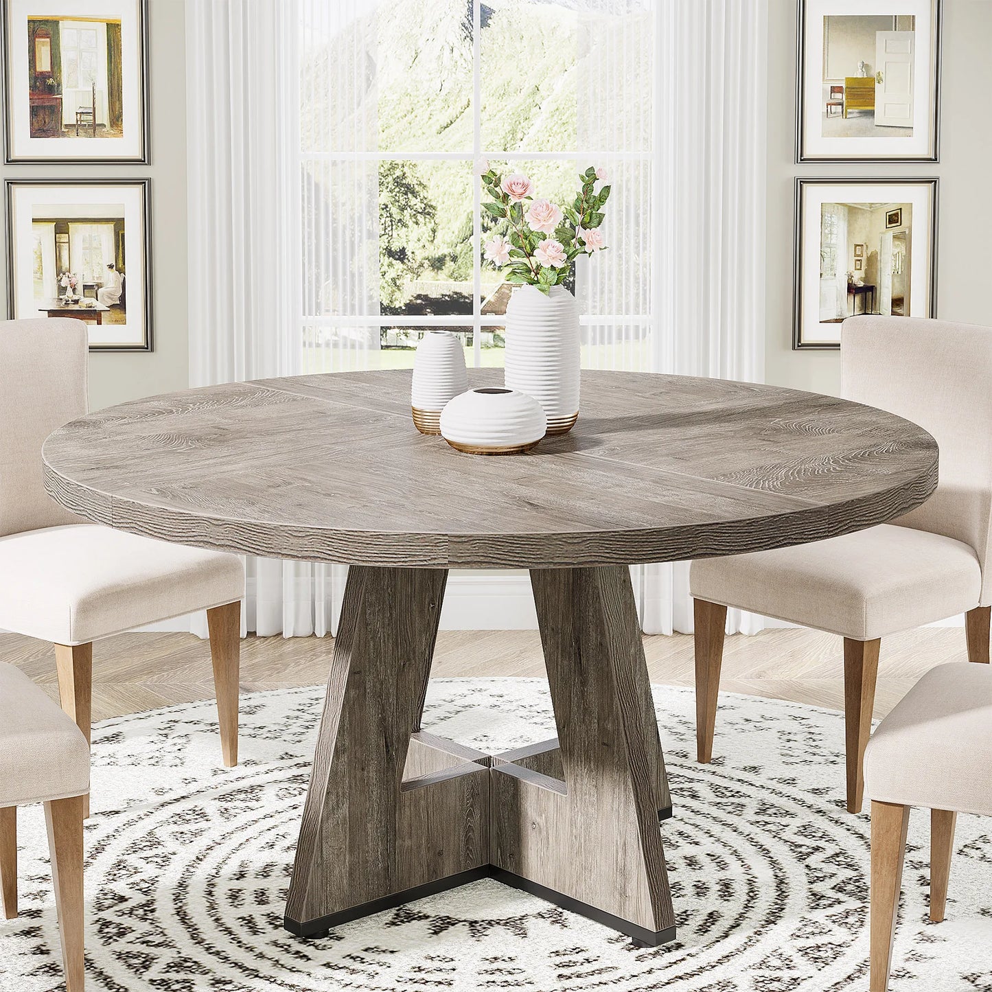 47 Inch Farmhouse Round Dining Table