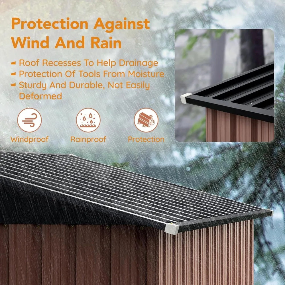 Garden Storage Shed with Lockable Door,Steel Tool Shed with Sloping Roof,Anti-Corrosion Metal Shed for Backyard Patio Lawn