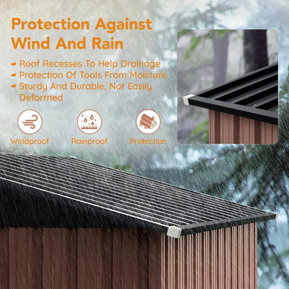 Garden Storage Shed with Lockable Door,Steel Tool Shed with Sloping Roof,Anti-Corrosion Metal Shed for Backyard Patio Lawn