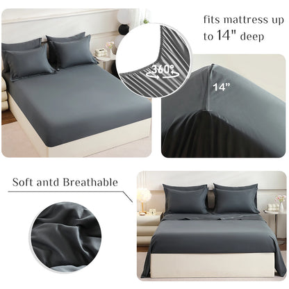 Diamond Stitched Comforter Bedding Sets with Sheets & Pillowcases 5-7pcs for Twin Full Queen King Sizes