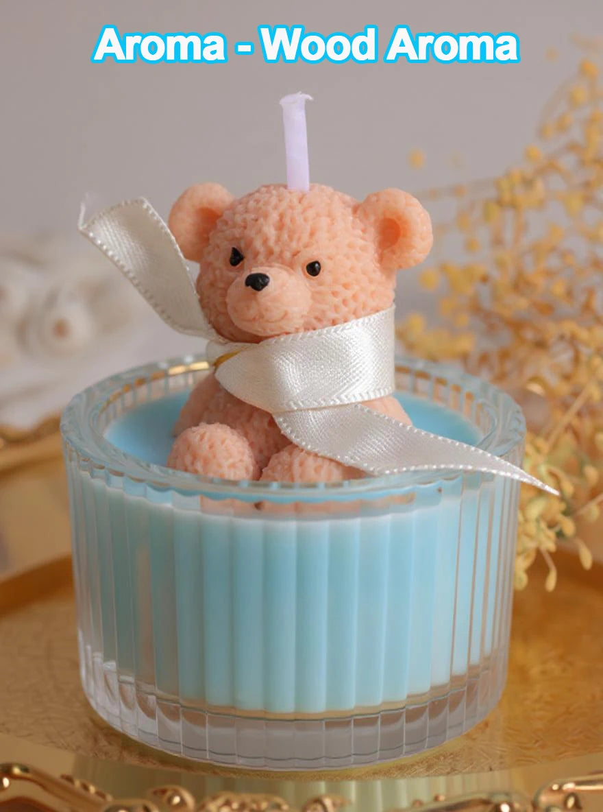 Scented, Soy Wax Teddy Bear Candle in Glass