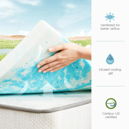 2-4 Inch Soft Thick Gel Cooling Mattress Topper with Breathable Memory Foam Technology