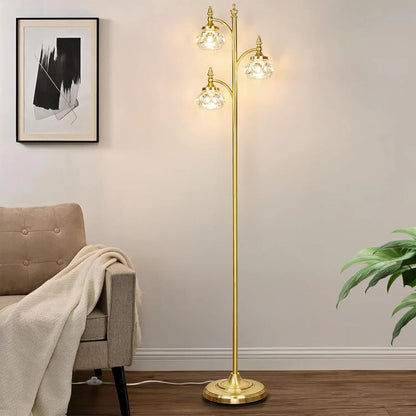 Gold Dimmable Tree Floor Lamp with a Sturdy Metal Base